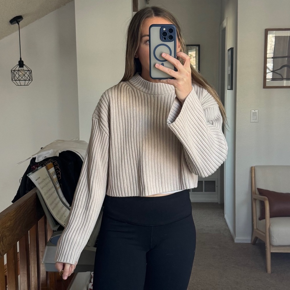 Tan Sweater Crop - Size Small